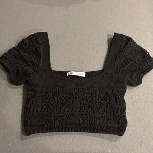 Zara Black Crochet Crop Top